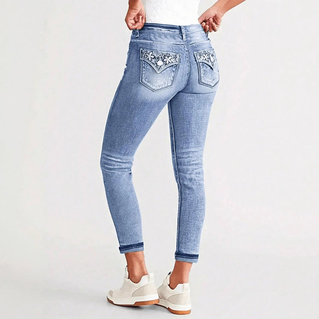 Damen eng anliegende hochgeschnittene Skinny-Jeans mit Sculpting-Effekt und Five-Pocket-Design Nord Taschen