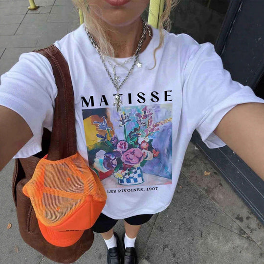 Damen T-Shirt mit künstlerischem Grafikdruck und lässigem Schnitt Nord Taschen