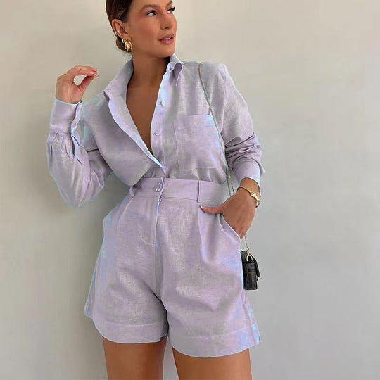 Damen Kurz-Overall mit eleganter Hemdblusen-Optik Nord Taschen