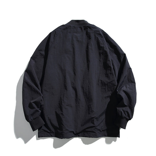 Unisex Weitgeschnittene Leichte Übergangsjacke mit V-Ausschnitt und Druckknopfleiste Nord Taschen
