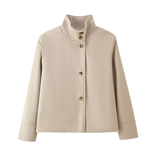 Damen 60+ Boxy‑Kurzjacke mit hohem Stehkragen und verdeckter Knopfleiste Nord Taschen