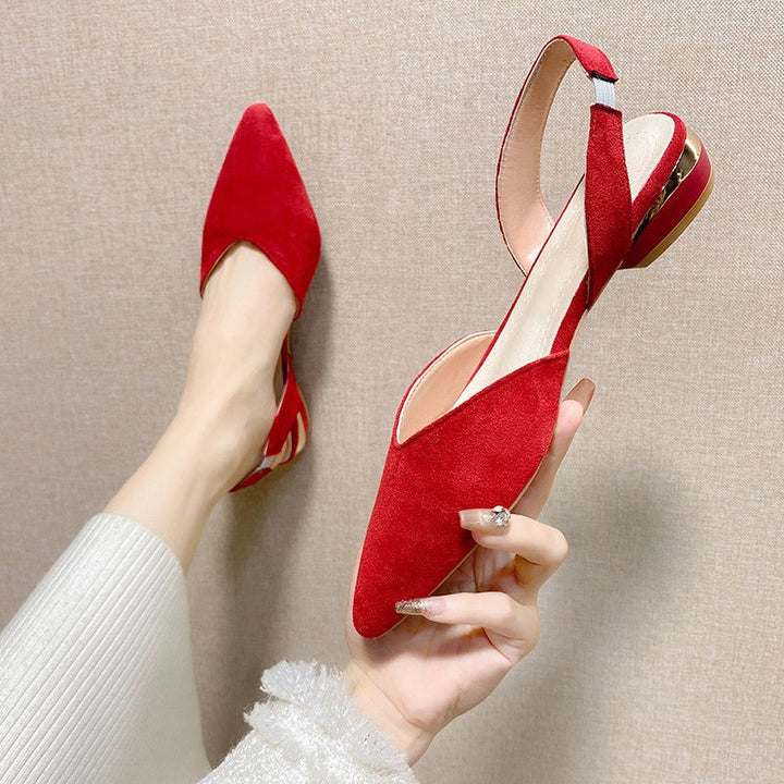 Damen Slingback-Pantoletten aus hochwertigem Wildleder mit feinem Absatz