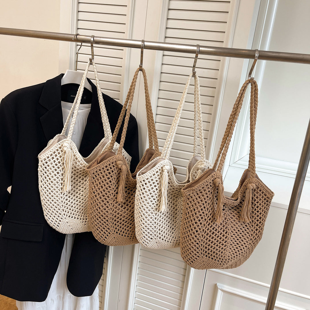 Damen gehäkelte Tragetasche mit eleganten Fransen Nord Taschen