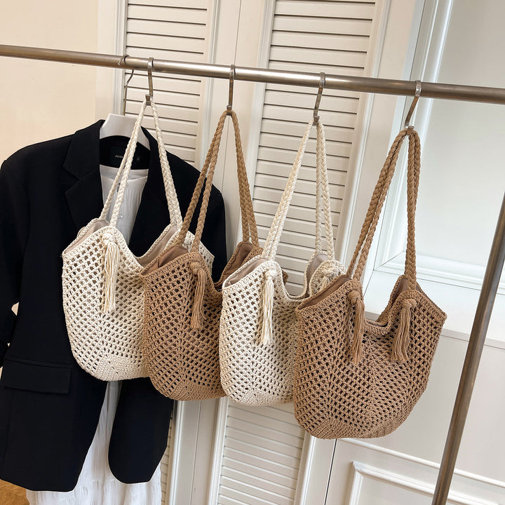 Damen gehäkelte Tragetasche mit eleganten Fransen Nord Taschen