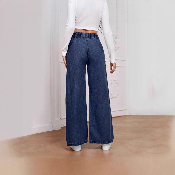 Damen High‑Waist Weite-Jeans mit elastischem Bund und ausgestelltem Bein Nord Taschen