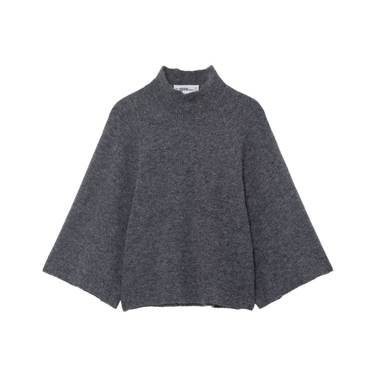Damen Oversize Strickponcho mit Stehkragen und weitem Swing‑Schnitt Nord Taschen