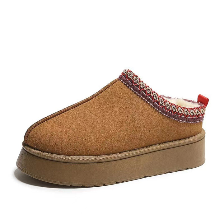 Damen  gemütliche Plateau-Hausschuh-Slipper mit weich gepolsterter Innenfütterung und dekorativem Zierbund Nord Taschen