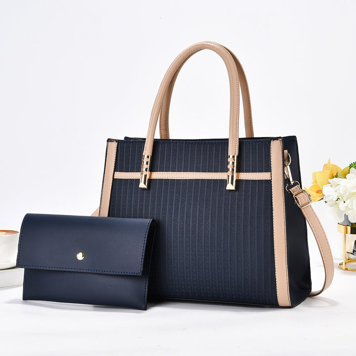 Damen elegante Handtasche mit modernem Strukturdesign und abnehmbarer Mini-Clutch Nord Taschen