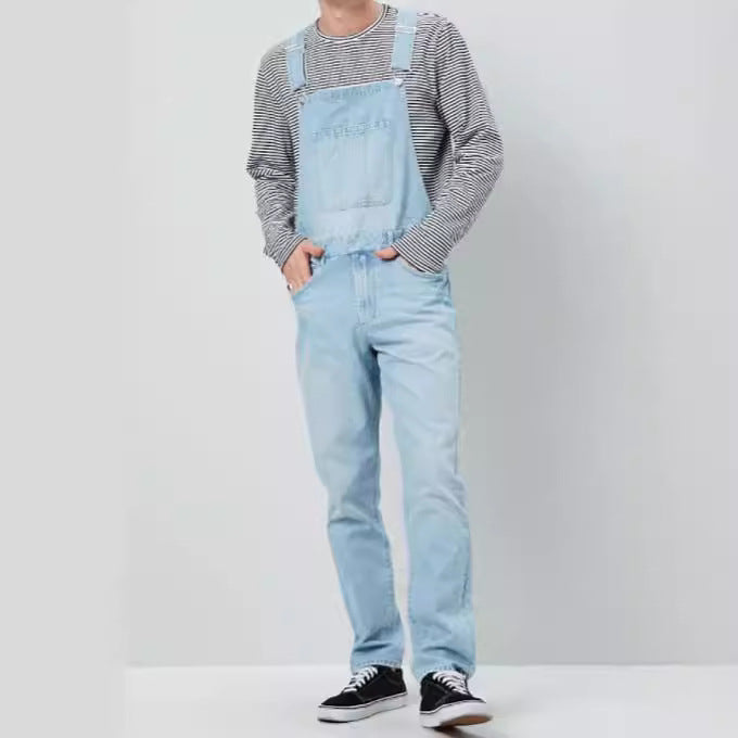 Herren Denim Latzhose im Vintage-Stil mit regulierbaren Trägern und praktischen Taschen - Vittorelli