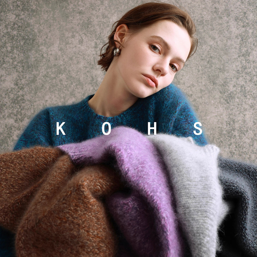 Damen Oversize Mohair-Optik Pullover mit Rundhalsausschnitt Nord Taschen