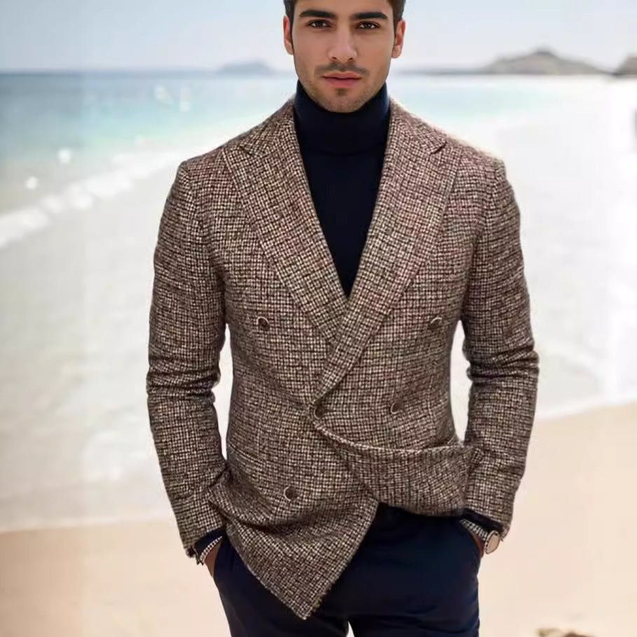 Herren Doppelreihiges Tweed-Sakko mit markantem Revers und taillierter Silhouette Nord Taschen