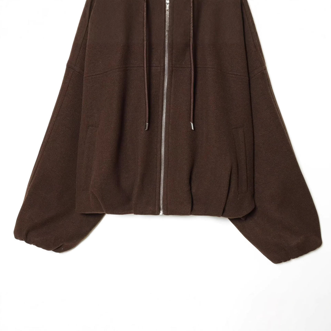 Damen Oversize‑Kapuzenjacke aus Wollmix im Boxy‑Cropped‑Schnitt Nord Taschen