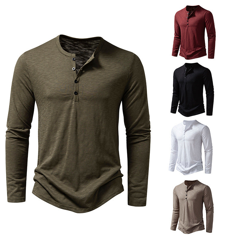 Herren Feinstrick-Henley mit Rundhalsausschnitt, verdeckter Knopfleiste und figurbetonter Passform Nord Taschen