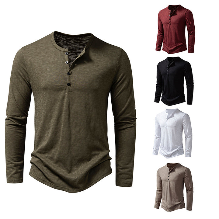 Herren Feinstrick-Henley mit Rundhalsausschnitt, verdeckter Knopfleiste und figurbetonter Passform Nord Taschen