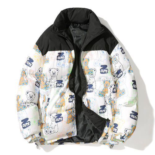 Unisex Gestepptes Teddy‑Print Pufferjacke mit hohem Kragen Nord Taschen