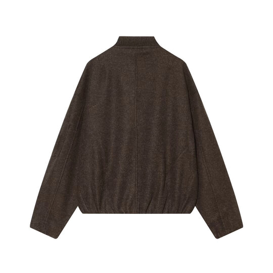 Damen Wollmix‑Bomberjacke im Oversized‑Boxy‑Schnitt mit Reißverschluss und Ärmeltasche Nord Taschen
