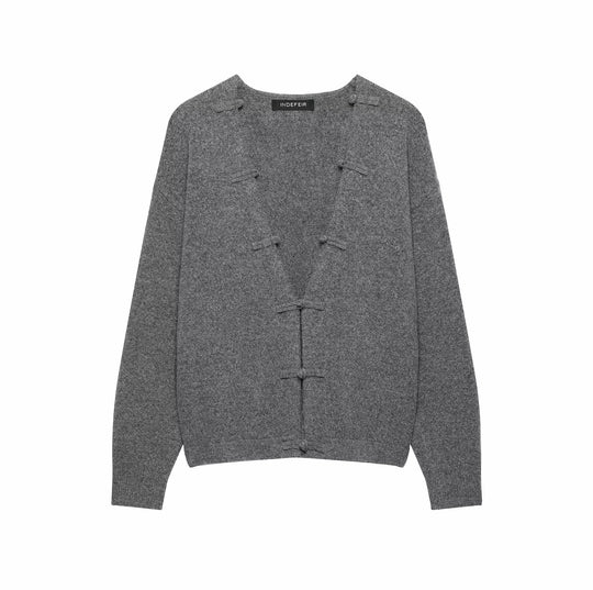 Damen Grobgestrickter Cardigan mit Knebelverschlüssen und kastiger Silhouette Nord Taschen