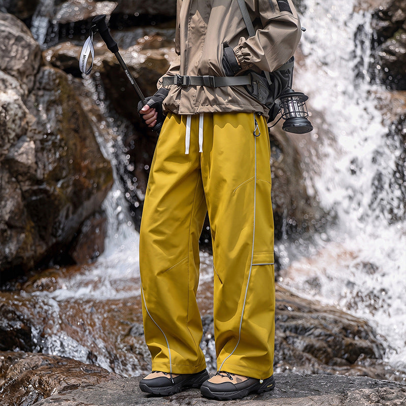 Unisex Wasserabweisende technische Cargo-Hose mit weitem Bein, Reißverschlusstaschen und Kordelzug Nord Taschen