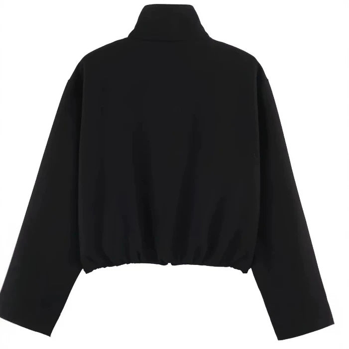 Damen Kurz geschnittener Boxy‑Blouson mit hohem Stehkragen und überschnittenen Ärmeln Nord Taschen