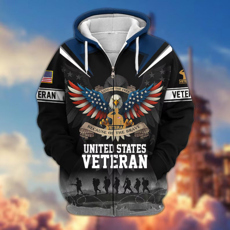 Herren Kapuzensweater mit amerikanischem Veteranenmotiv Nord Taschen