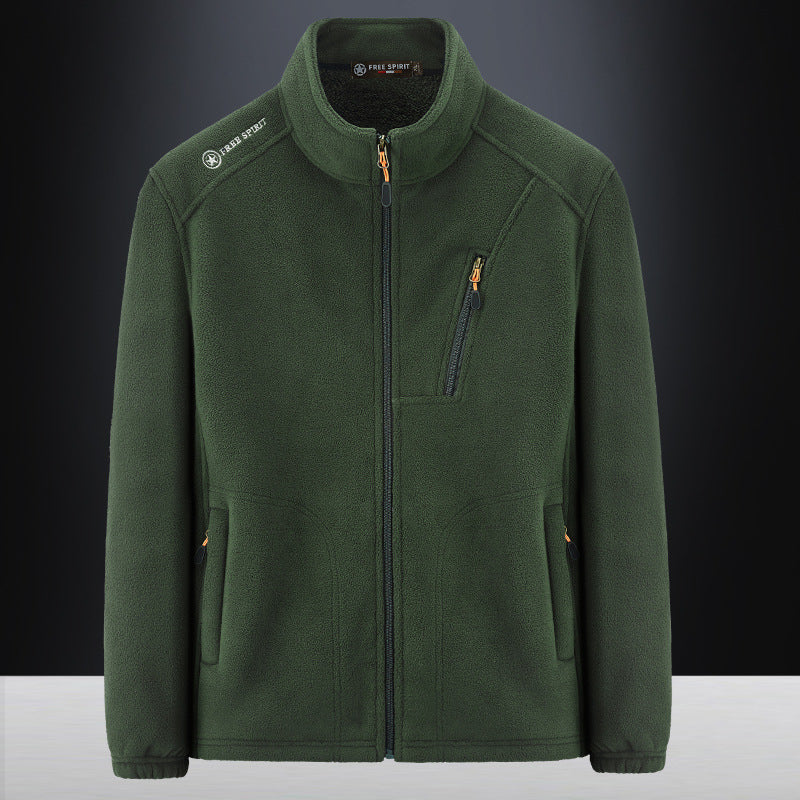 Herren Warme Microfleece-Outdoorjacke mit Brustreißverschluss, Seitentaschen und Stehkragen Nord Taschen