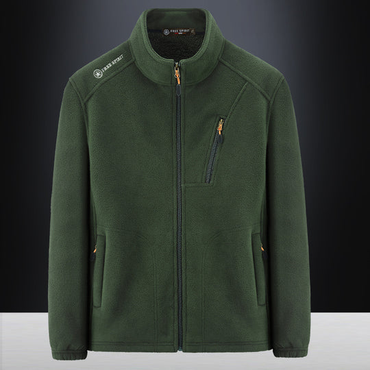 Herren Warme Microfleece-Outdoorjacke mit Brustreißverschluss, Seitentaschen und Stehkragen Nord Taschen