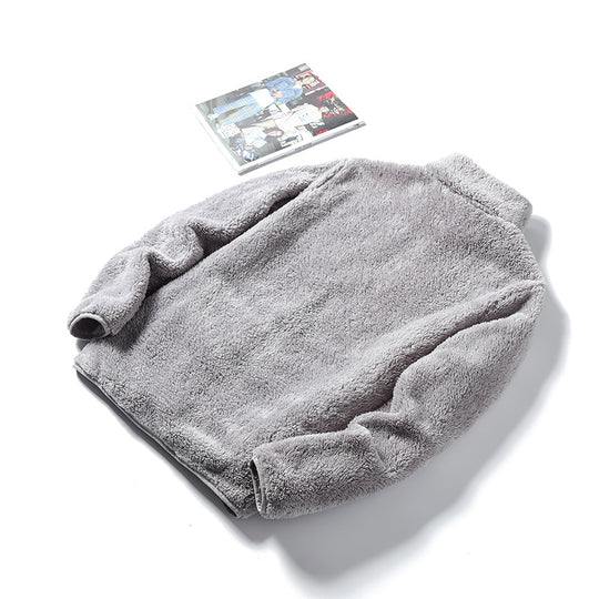 Damen Kuschelige Teddy-Fleecejacke im Oversize-Style mit Stehkragen und Reißverschluss Nord Taschen