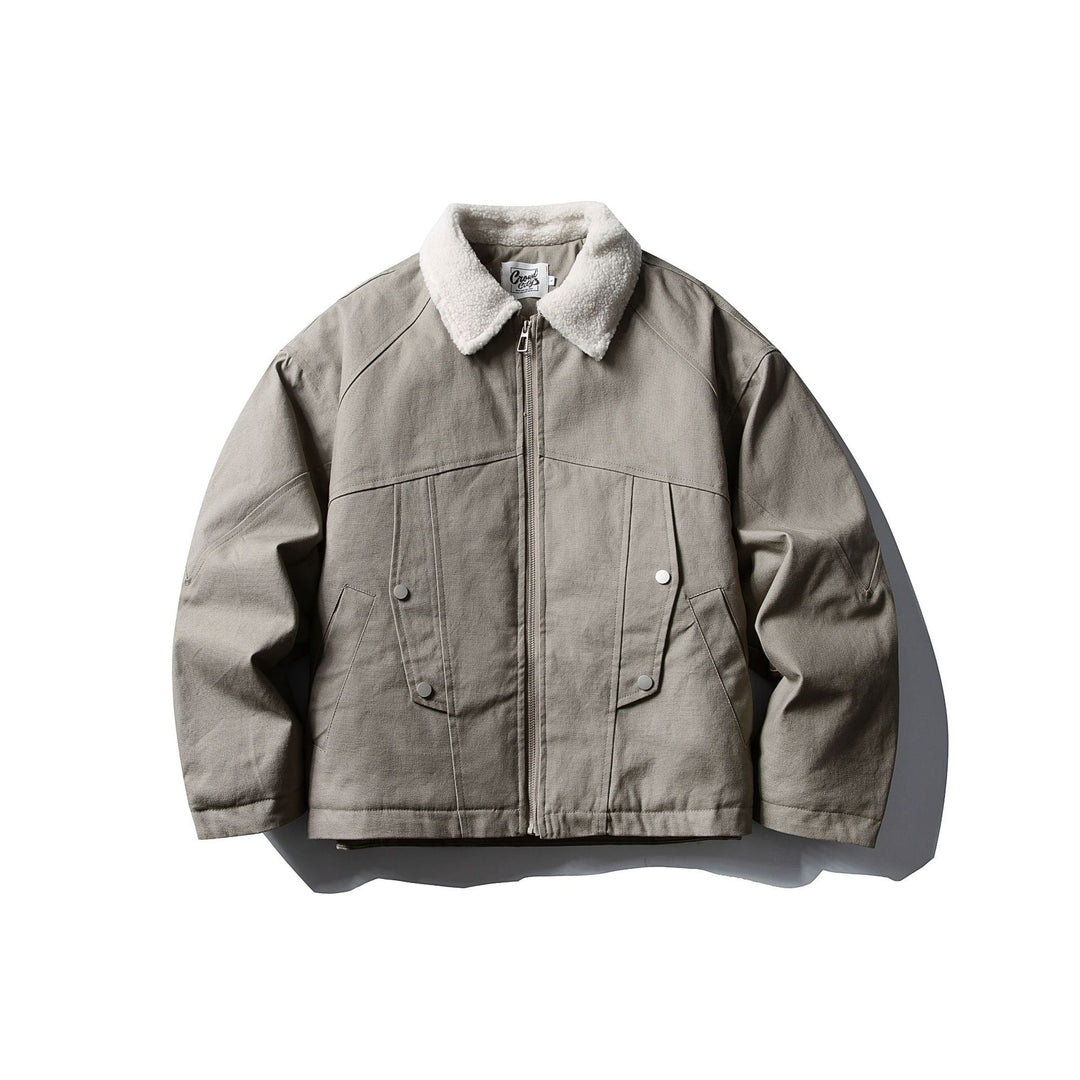 Unisex Kurzer Canvas-Fieldblouson mit Teddykragen und Zwei-Wege-Reißverschluss Nord Taschen