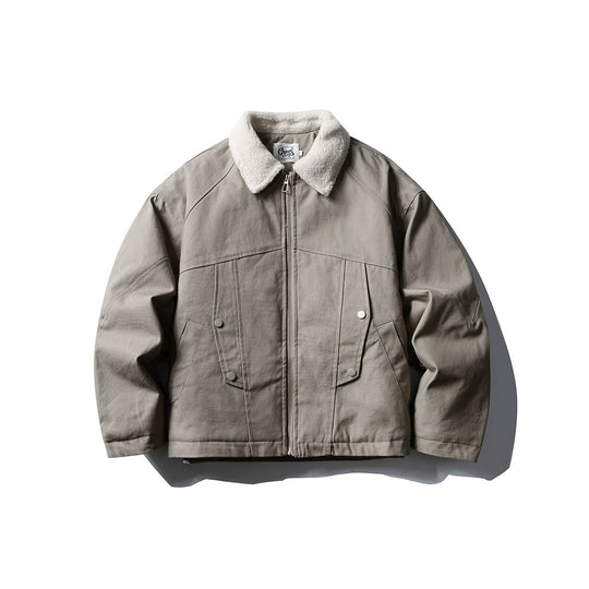 Unisex Kurzer Canvas-Fieldblouson mit Teddykragen und Zwei-Wege-Reißverschluss Nord Taschen