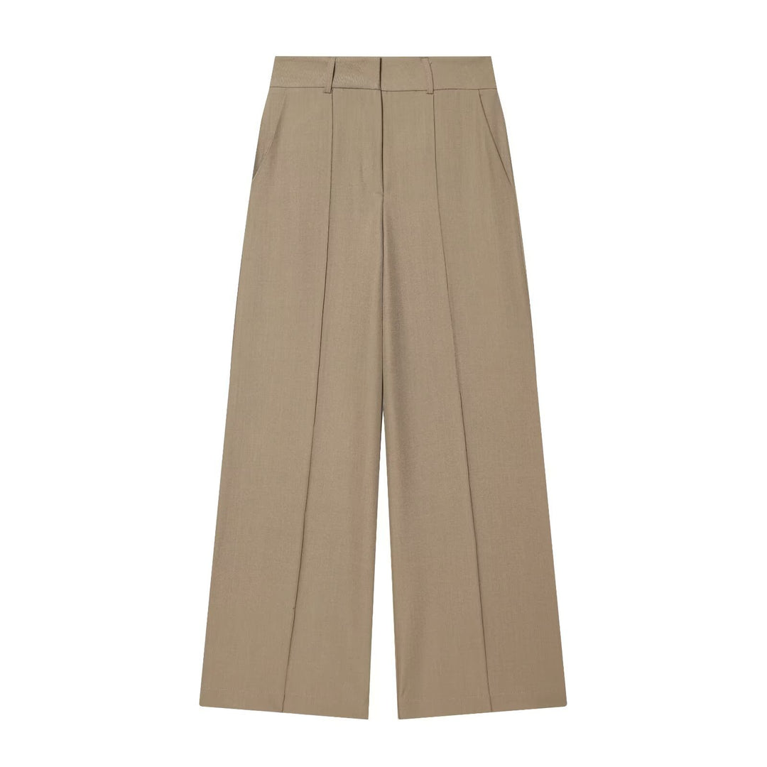 Damen Weite High‑Waist-Hose mit markanter Bügelfalte und Bundfalten Nord Taschen