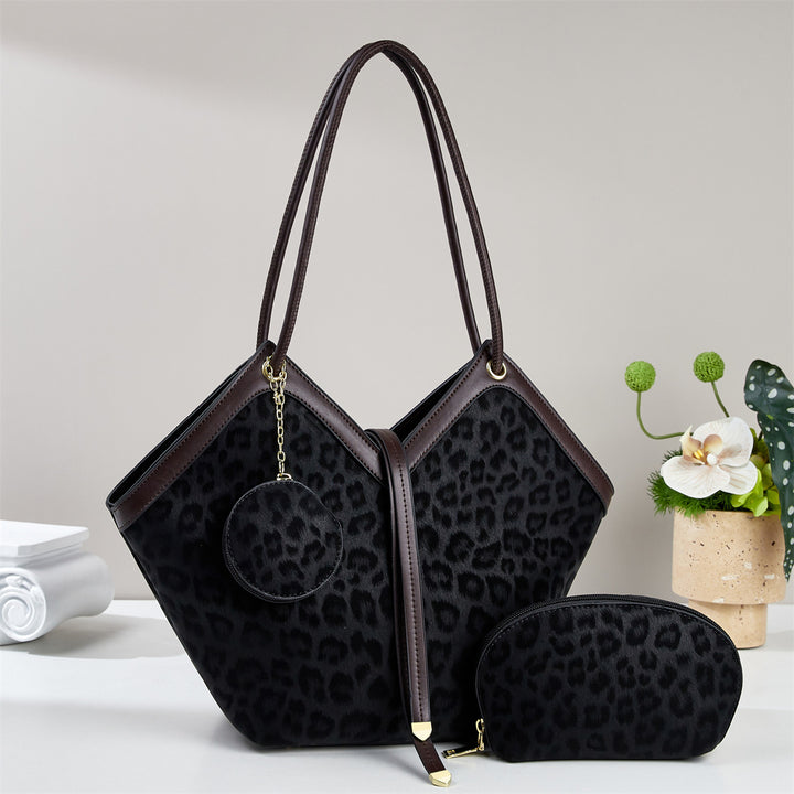 Damen modische Handtasche mit exotischer Leopardenprägung und abnehmbarer Clutch Nord Taschen