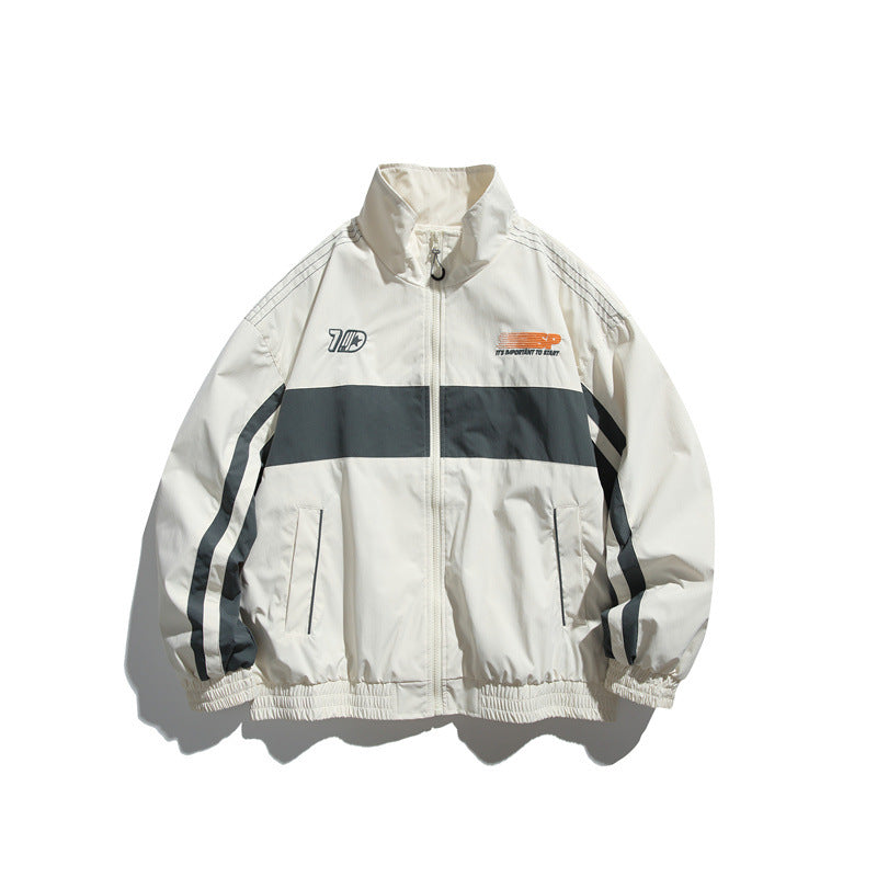 Herren Sportliche Retro-Trainingsjacke mit Streifendetail und Stehkragen Nord Taschen