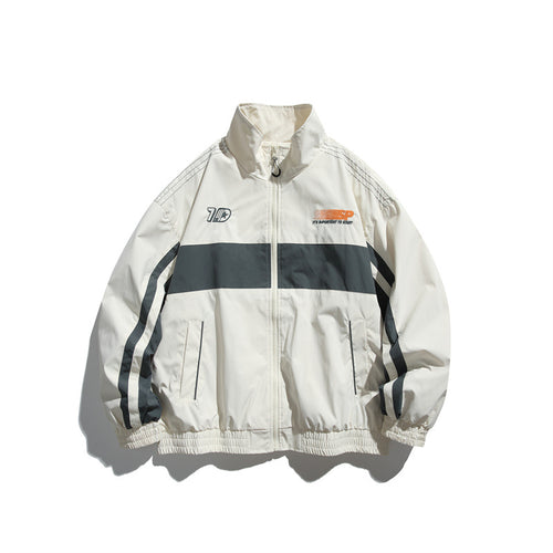 Herren Sportliche Retro-Trainingsjacke mit Streifendetail und Stehkragen Nord Taschen