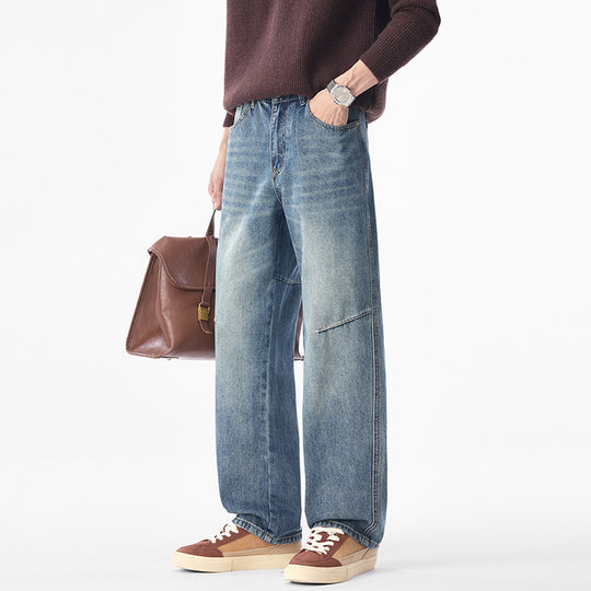 Herren Weite Denimhose mit komfortabler Bundhöhe und markanter Knie-Naht Nord Taschen