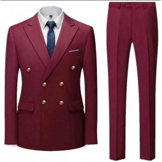 Herren Zweiteiliger Doppelreiher-Anzug mit tailliertem Sakko und schmaler Flachbundhose Nord Taschen