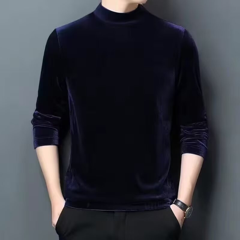 Herren Feiner Samt-Halbrollkragenpullover Slim-Fit Nord Taschen