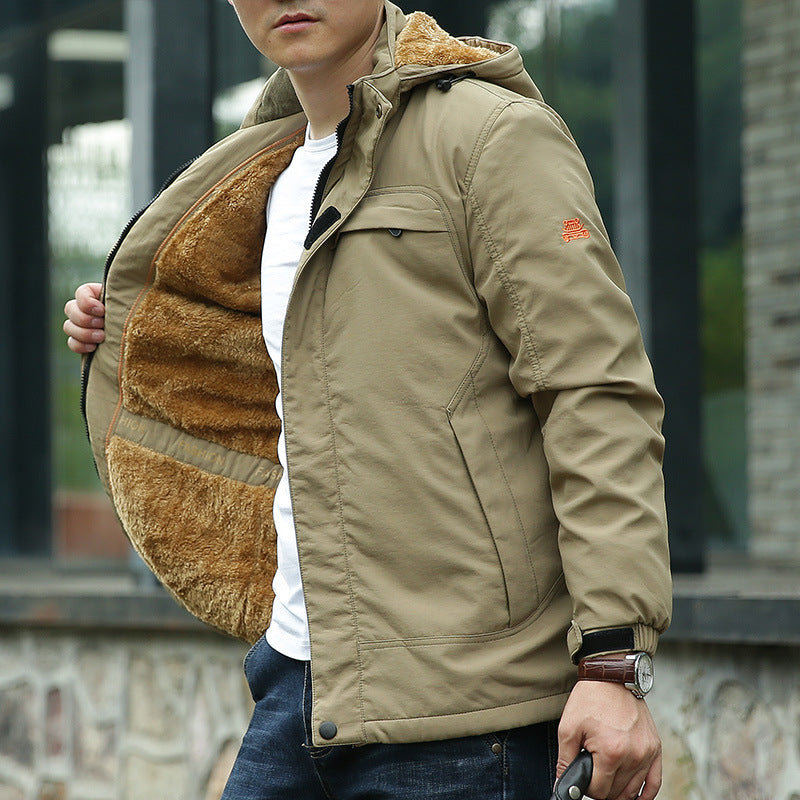 Herren Leichte Kapuzen-Fieldjacke im Urban-Utility-Stil mit Reißverschluss und Multifunktionstaschen Nord Taschen