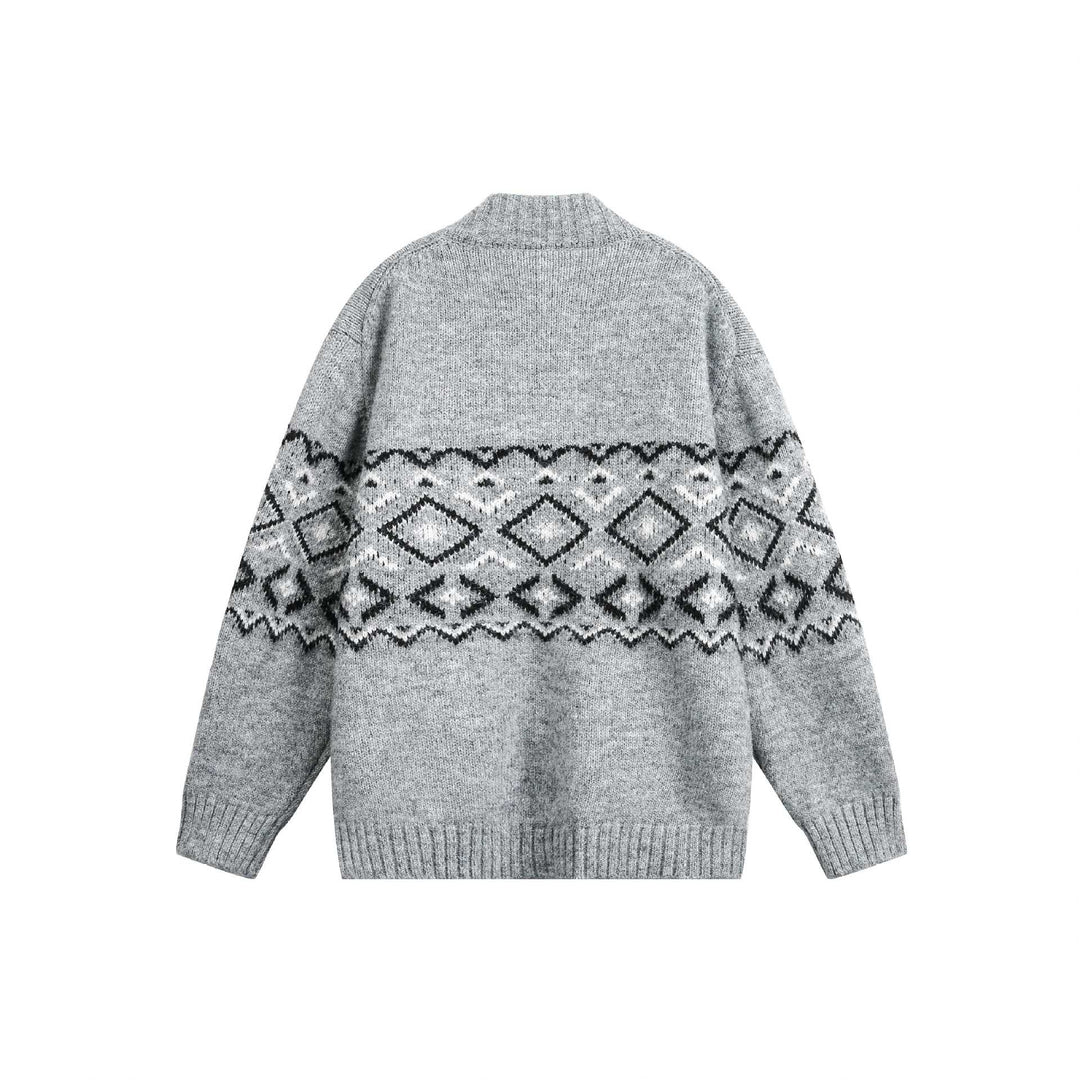 Damen Grobstrick-Zipjacke mit Norwegermuster und hohem Rippkragen Nord Taschen