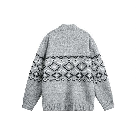 Damen Grobstrick-Zipjacke mit Norwegermuster und hohem Rippkragen Nord Taschen