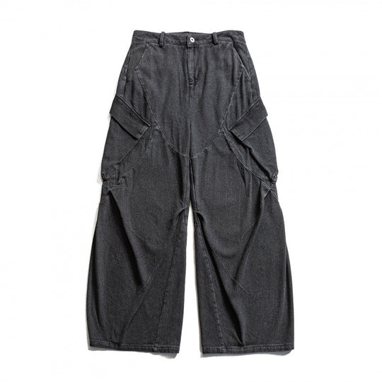 Unisex Weite Cargo-Jeans mit hoher Taille, Panelnähten und aufgesetzten Klappentaschen Nord Taschen
