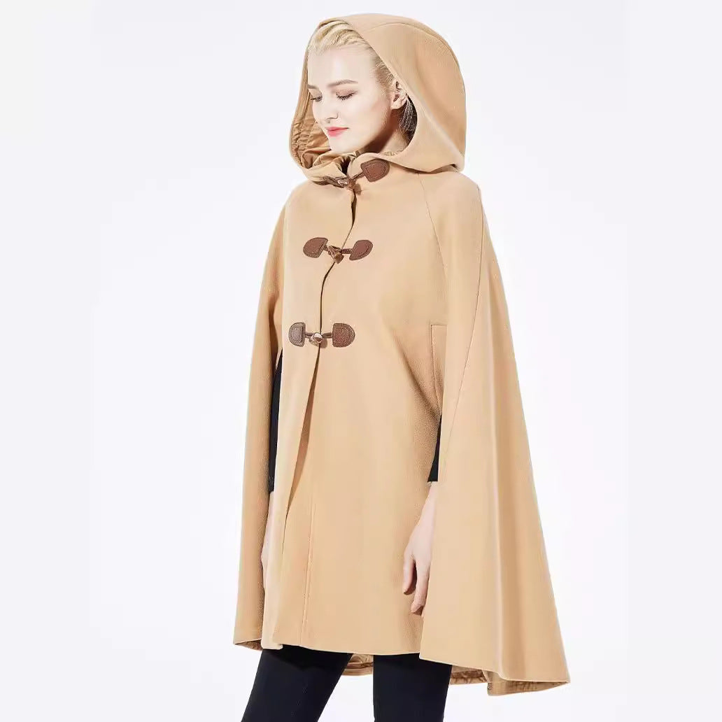 Damen Cape-Mantel mit Kapuze und Knebelverschlüssen Nord Taschen