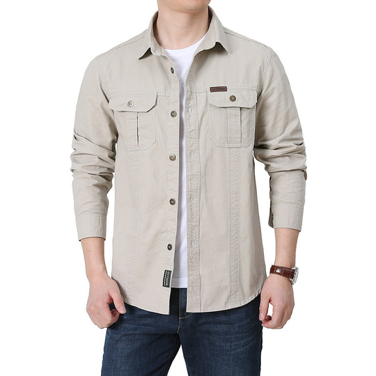 Herren robustes Overshirt aus Baumwoll-Canvas mit Brustpattentaschen Nord Taschen