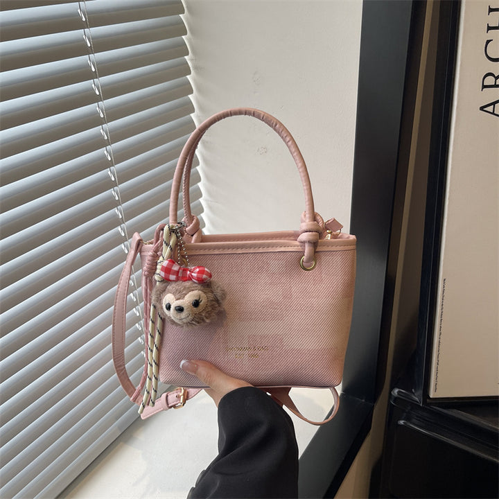 Damen Mini-Handtasche mit abnehmbarem Plüschtier-Anhänger Nord Taschen