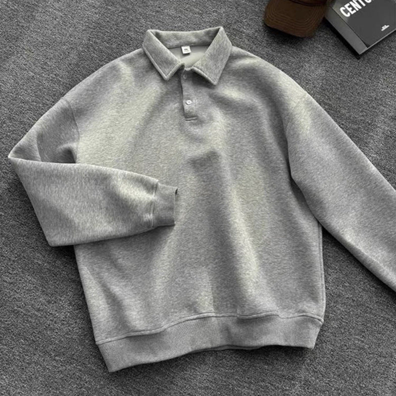 Herren Poloshirt-Sweatshirt mit Hemdkragen und Oversize-Schnitt Nord Taschen