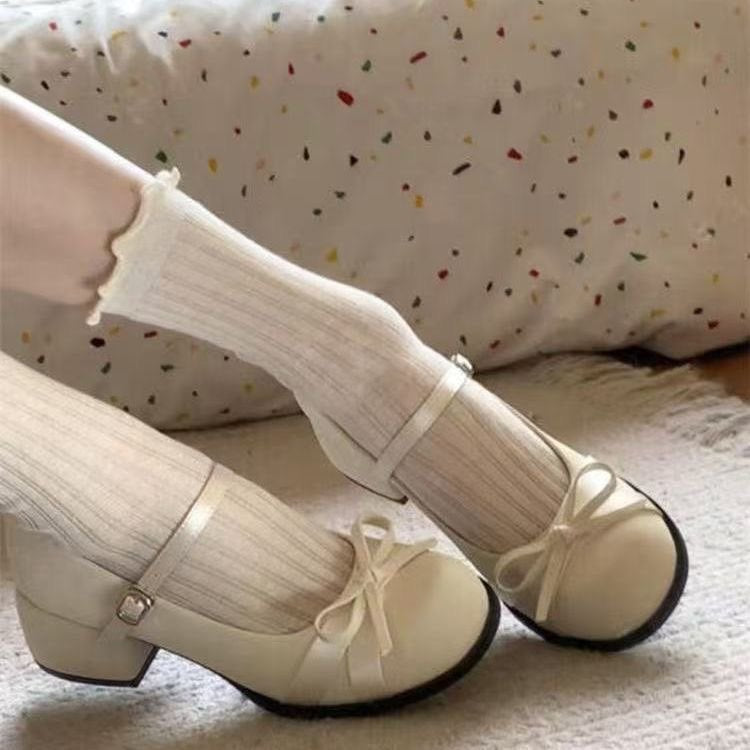 Damen Elegante Mary Jane Schuhe mit dekorativen Schleifen und großzügigem Blockabsatz