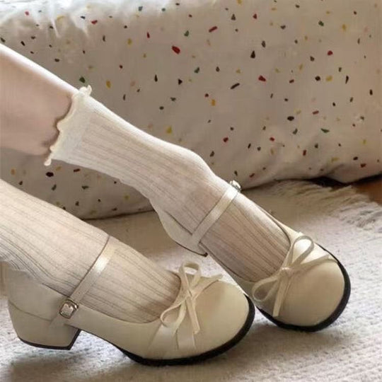 Damen Elegante Mary Jane Schuhe mit dekorativen Schleifen und großzügigem Blockabsatz