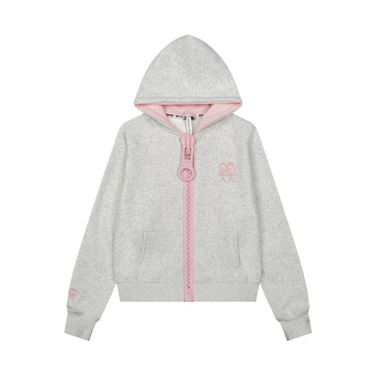 Damen Kapuzen-Sweatjacke mit übergroßem Reißverschluss und minimalistischer Stickerei Nord Taschen