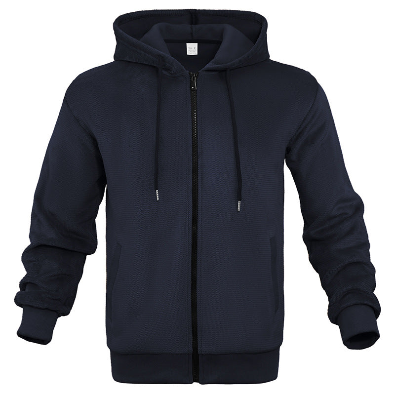 Herren Strukturiertes Kapuzen-Sweatshirt mit Vollzip, Seitentaschen und Rippbündchen Nord Taschen