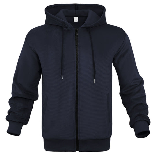 Herren Strukturiertes Kapuzen-Sweatshirt mit Vollzip, Seitentaschen und Rippbündchen Nord Taschen