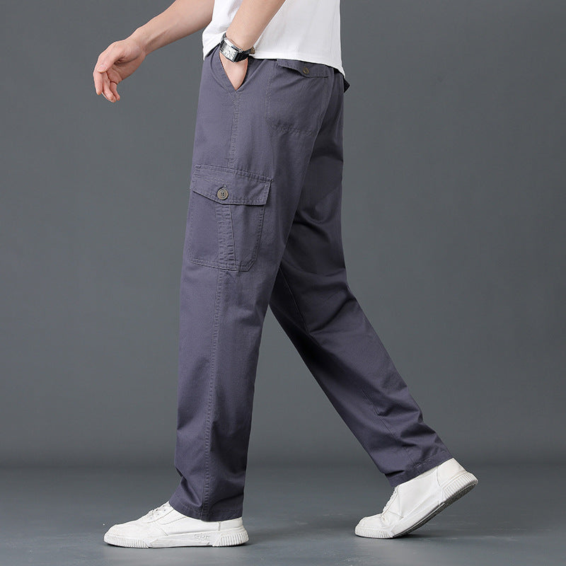 Herren Weite Cargo-Hose mit elastischem Bund, aufgesetzten Klappentaschen & geradem Bein Nord Taschen